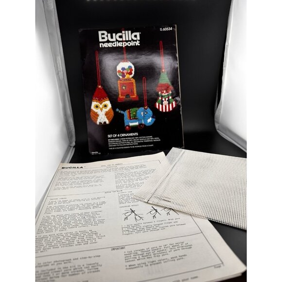 Vtg Bucilla Set Of 4 Toy Ornament Needlepoint Kit 60534 Incomplete READ MORE - Picture 3 of 9